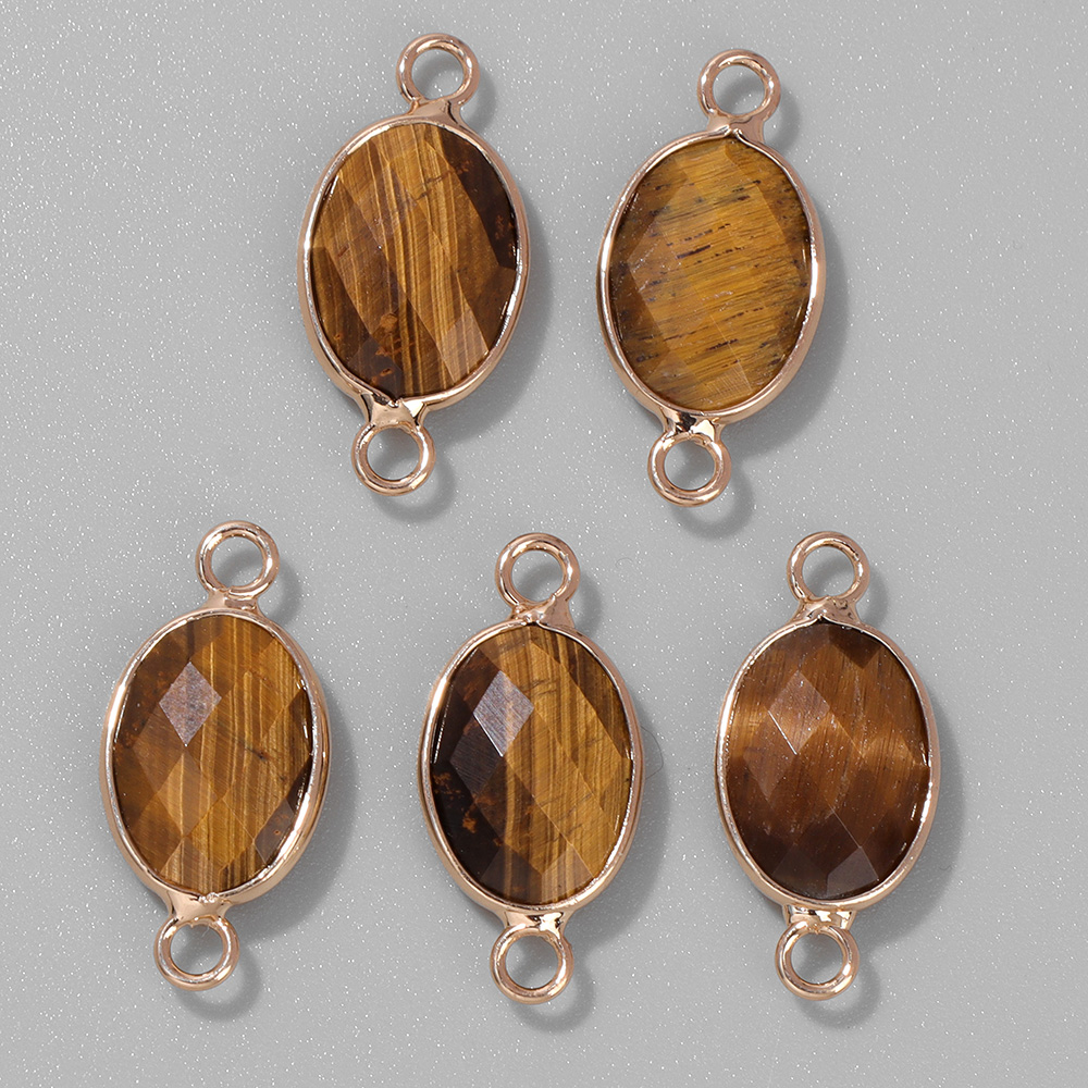 Vintage Fashion Jewelry Necklaces - 3Pcs Faceted Natural Stone Pendants Tiger