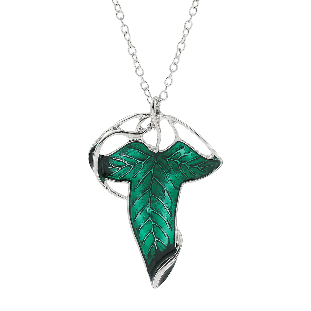 Vintage Fashion Guild - Vintage Green Leaf Pendant Necklace Exquisite