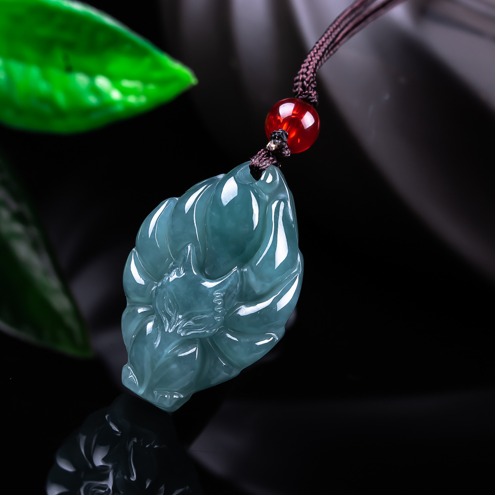 Vintage Fashion Jewelry Necklaces - Natural Burmese Jadeite Fox Pendant Necklace
