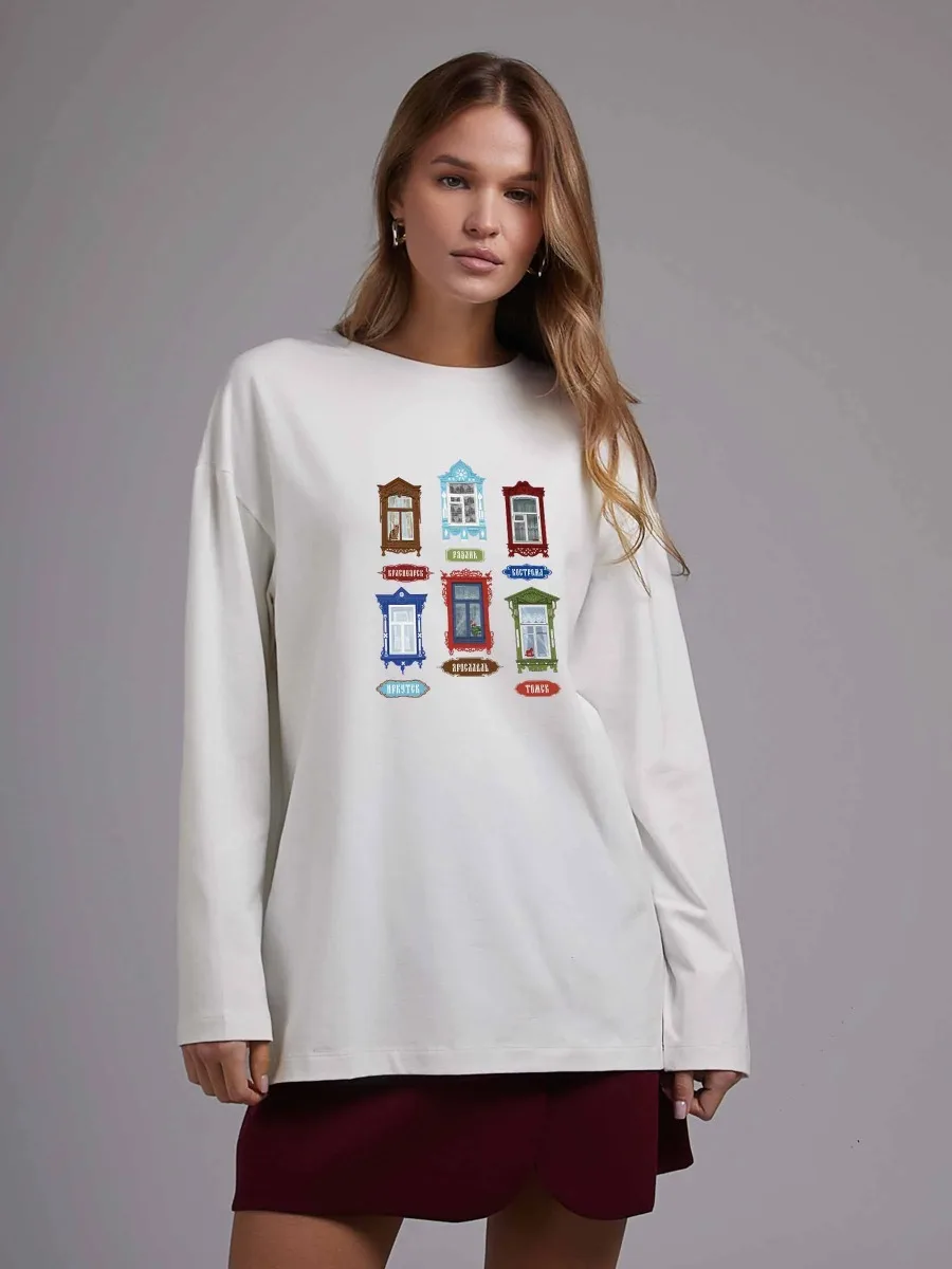 Vintage Fashion Houses - 100% Cotton Women's White Long Sleeve