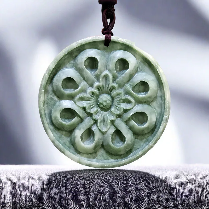Vintage Fashion Jewelry Necklaces - Natural Real Jade Flower Pendant Necklace