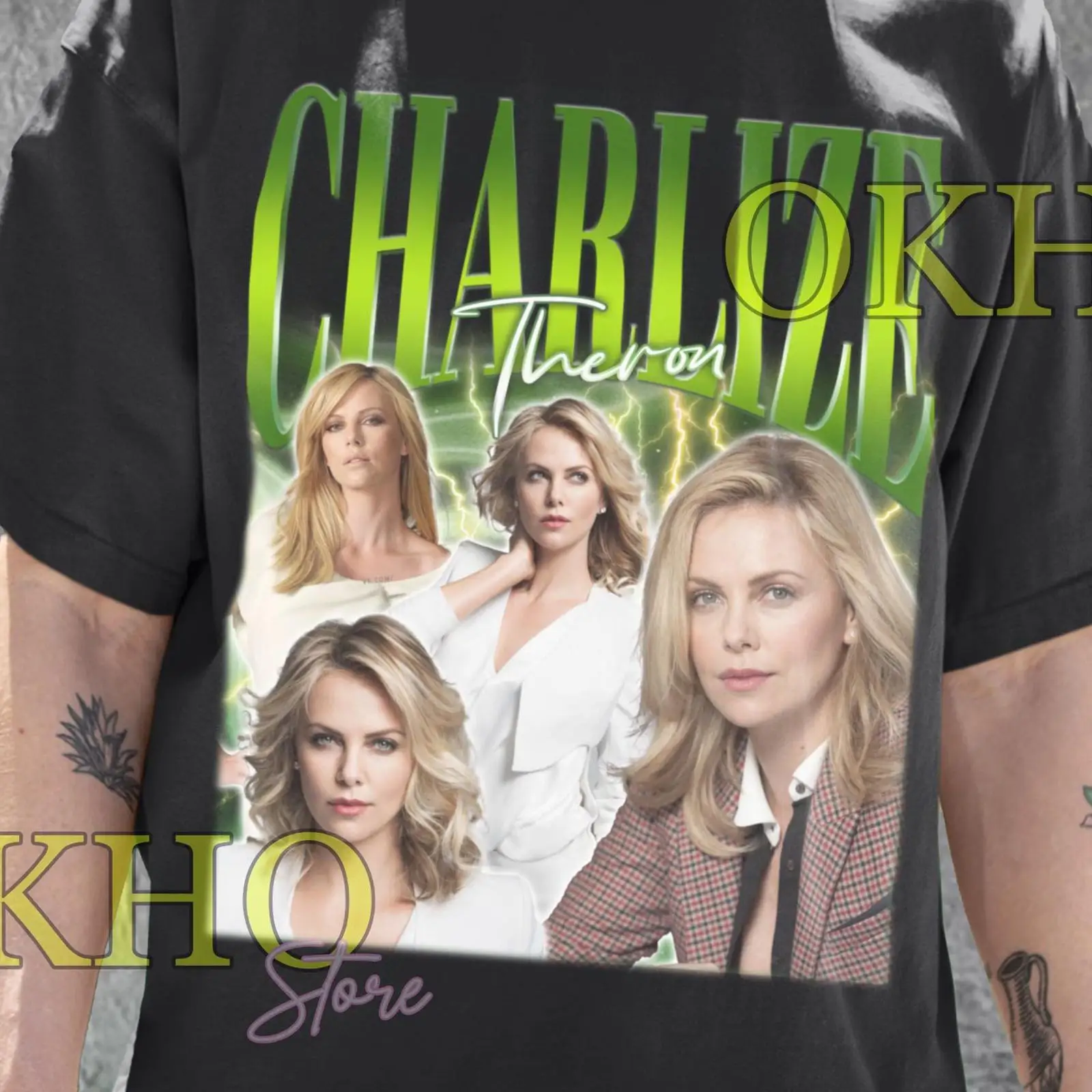 Charlize Theron Collage T Shir - огляд і ціна Vintage Fashion Collage